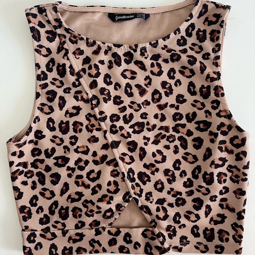 Stradivarius Leopard Print Crop Top